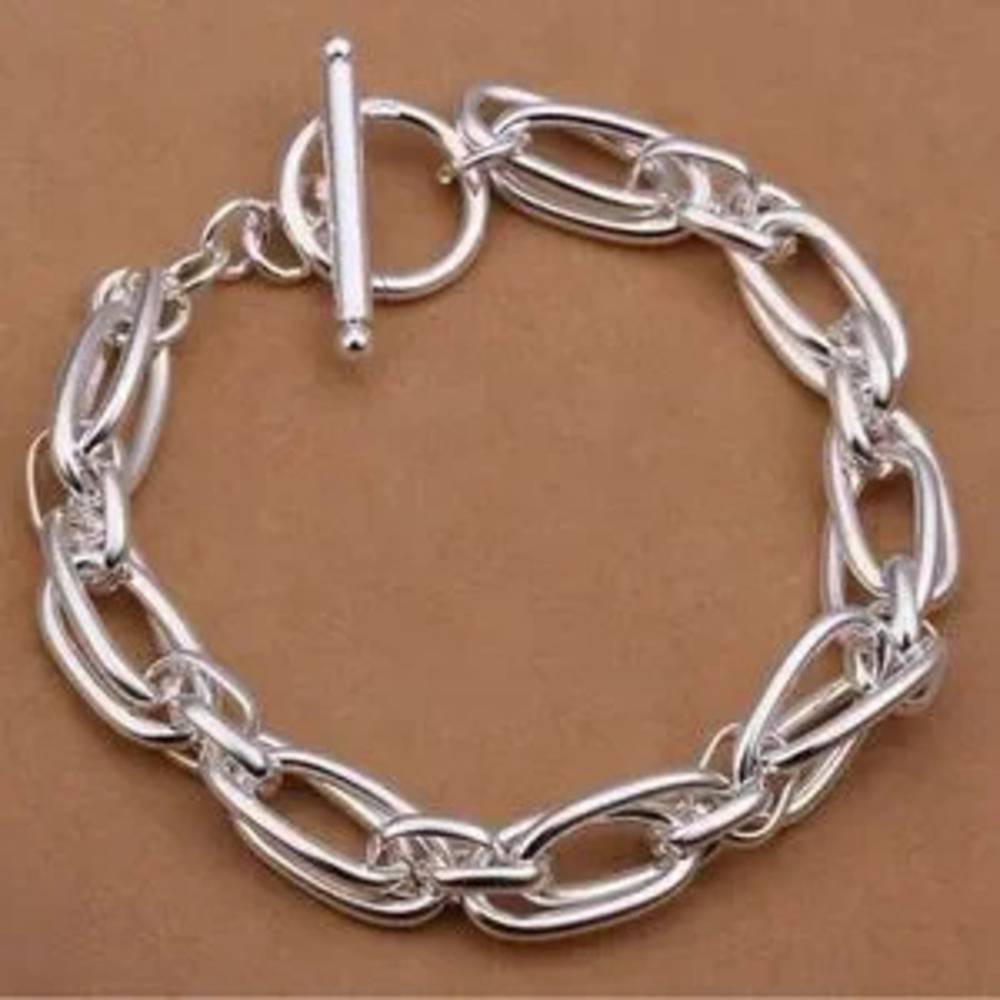 Silver plated Thick Double Chain Bracelet